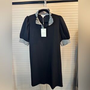 Entro Black Mini Dress with Striped Details